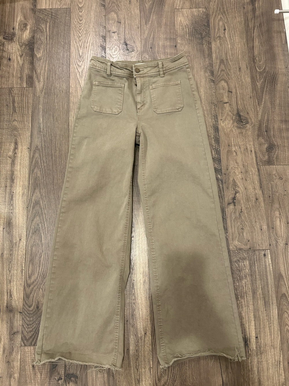 Green high rise wide leg jeans
